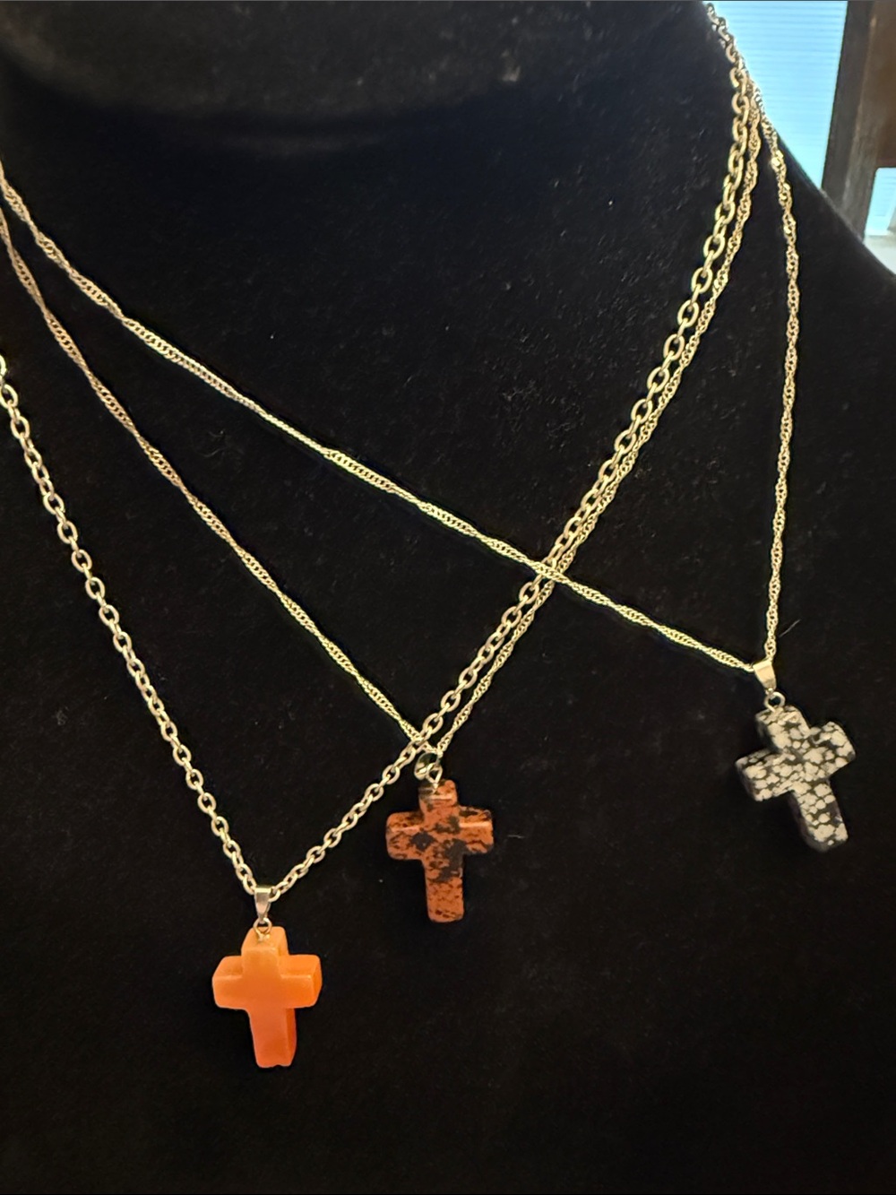 Cross necklaces - set of 3 - all with chains